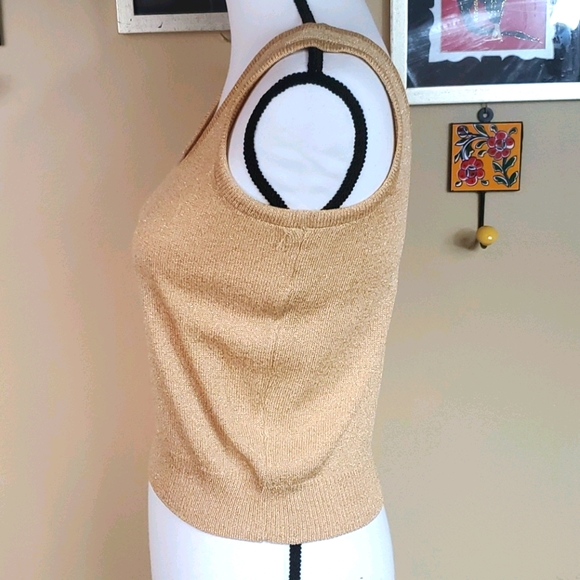 ST JOHN BASICS by Marie Gray gold knit top - Picture 3 of 9